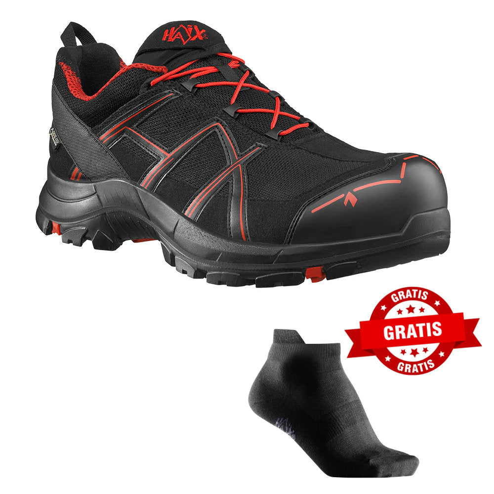 HAIX Black Eagle Safety 40.1 low/black-red Arbeitsschuhe S3 610002 + gratis HAIX Athletic Socken