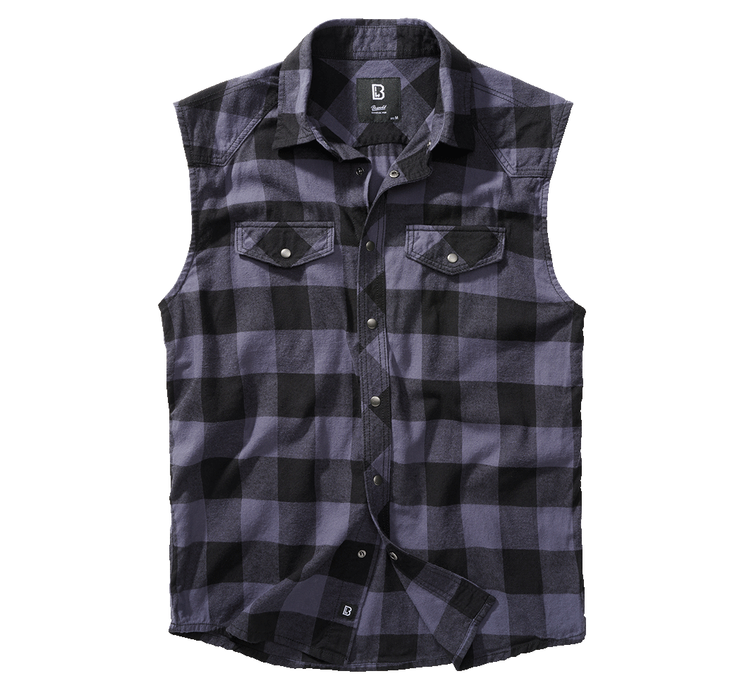 Brandit Check Shirt Sleeveless Black-Grey 4031