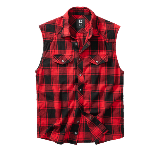 Brandit Check Shirt Sleeveless Red-Black 4031