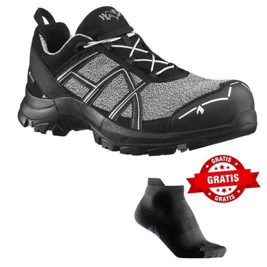 HAIX Black Eagle Safety Safety Pro low/black-silver Arbeitsschuhe S3 610037 + gratis HAIX Athletic Socken
