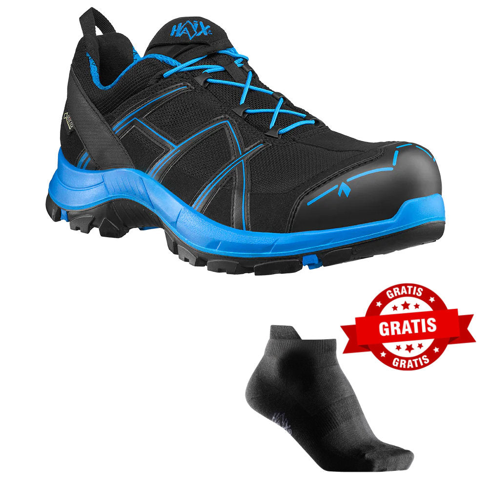 HAIX Black Eagle Safety 40.1 low/black-blue Arbeitsschuhe S3 610001 + gratis HAIX Athletic Socken