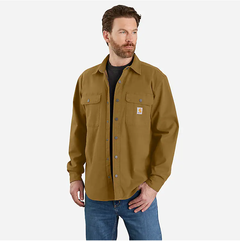Carhartt Canvas Fleece Lined Shirt Jacket Overshirt Oak Brown 105419