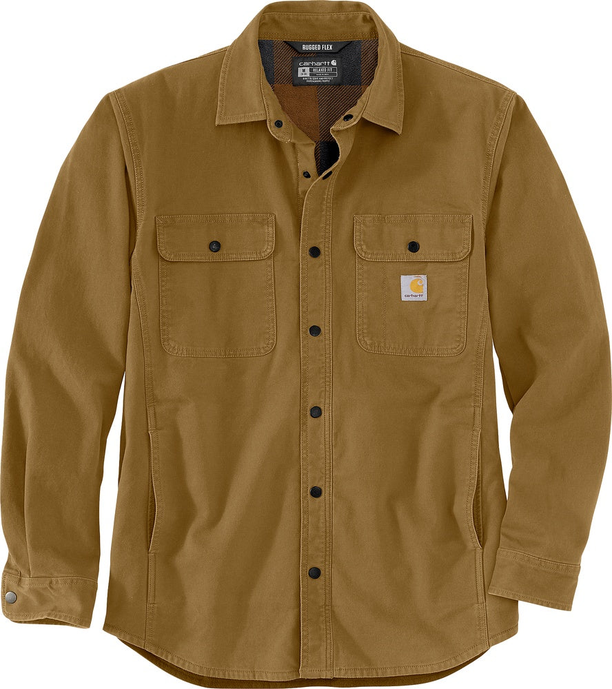 Carhartt Canvas Fleece Lined Shirt Jacket Overshirt Oak Brown 105419