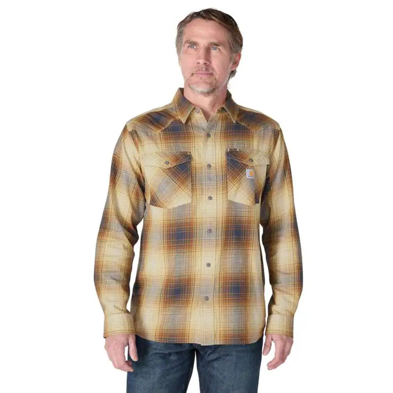 Carhartt Herren Flanellhemd Montana Bozeman Sandstone 107016 – Relaxed Fit Karohemd