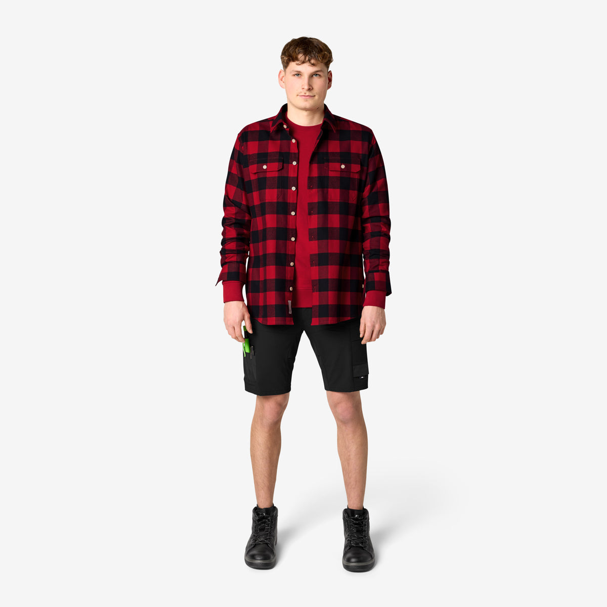FHB Arbeitshemd Flannelhemd Horst Rot/Schwarz 90522