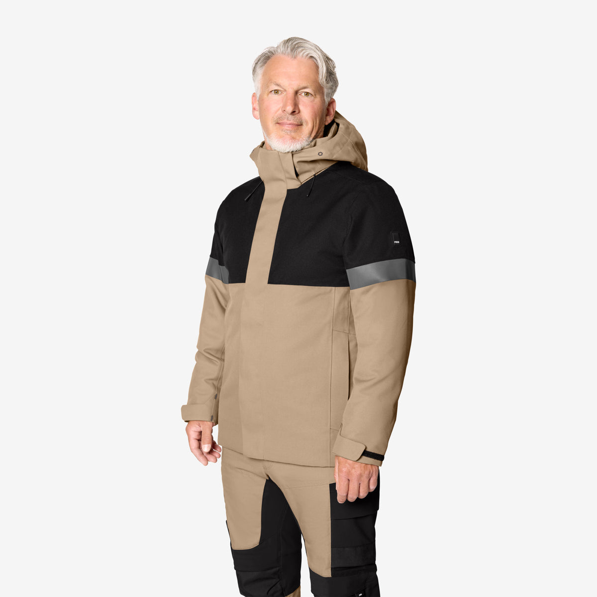 FHB Winterjacke ADRIAN 80236 Beige/Schwarz – Wasserdicht