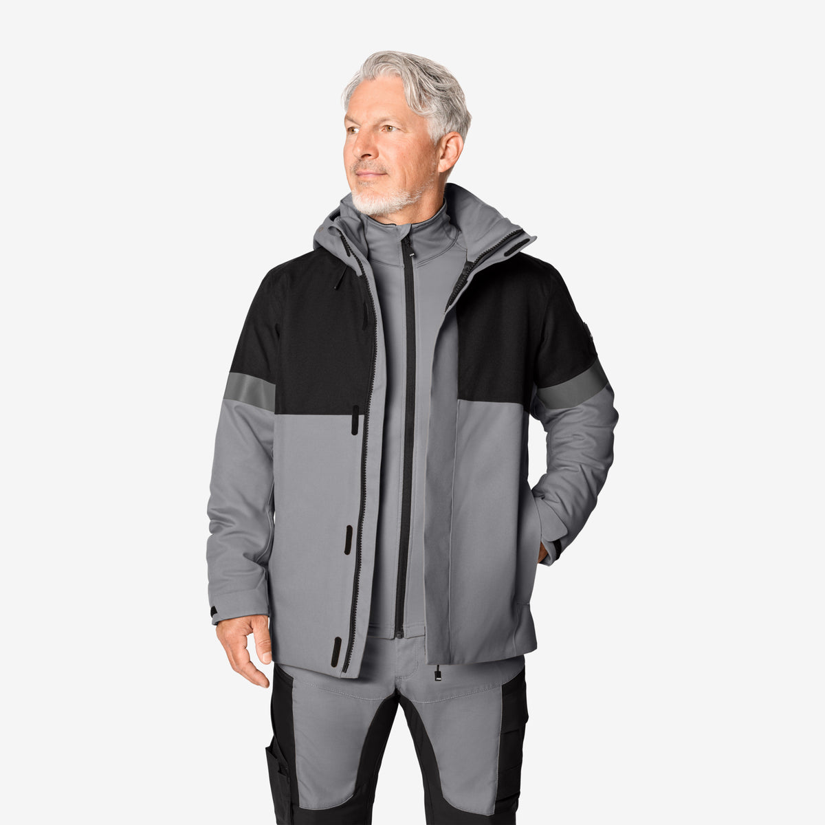 FHB Winterjacke ADRIAN 80236 Grau/Schwarz – Wasserdicht