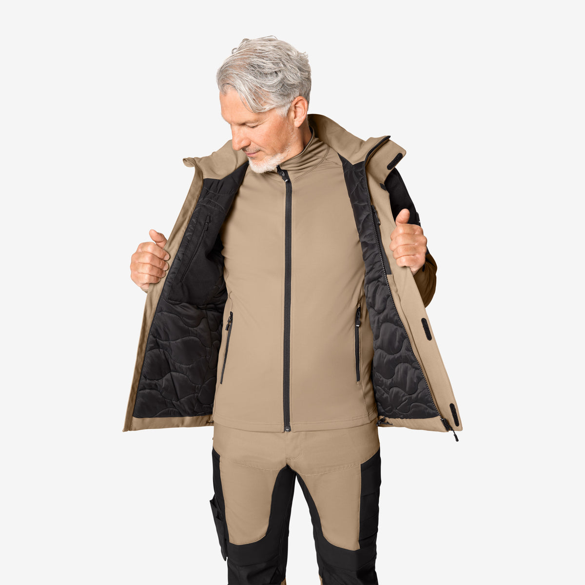 FHB Winterjacke ADRIAN 80236 Beige/Schwarz – Wasserdicht
