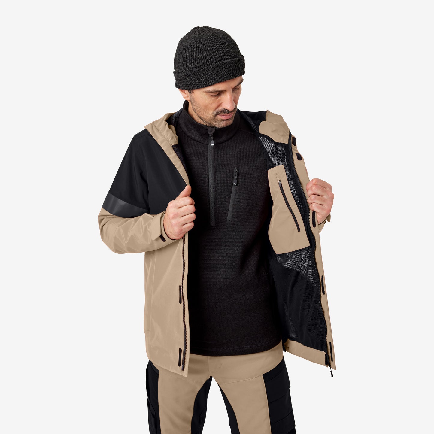 FHB Luca Regenjacke Hardshelljacke Beige/Schwarz 78136