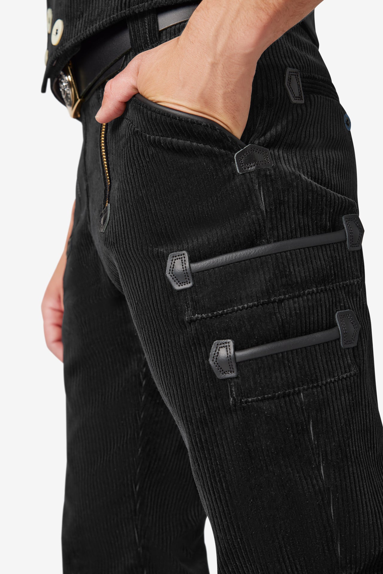 FHB Zunfthose Trenkercord Dreidraht m. Echtleder Egon 60068