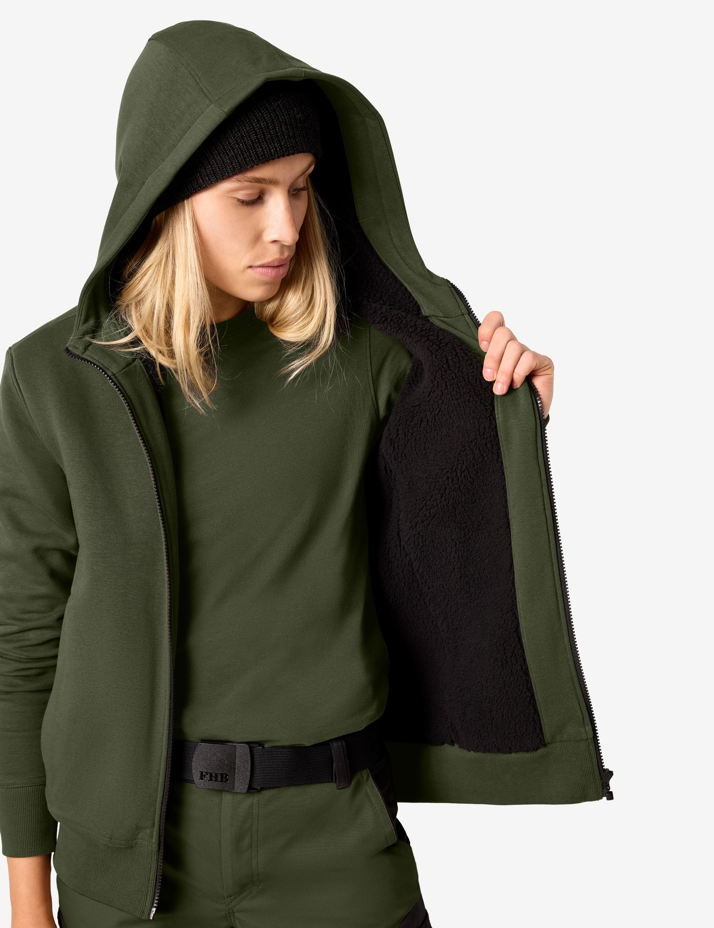 FHB Sweatjacke mit warmem Teddyfutter Hajo Oliv 820140