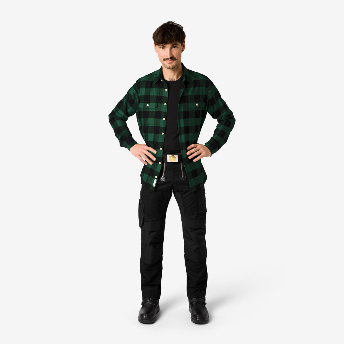 FHB Arbeitshemd Flannelhemd Horst Grün/Schwarz 90522