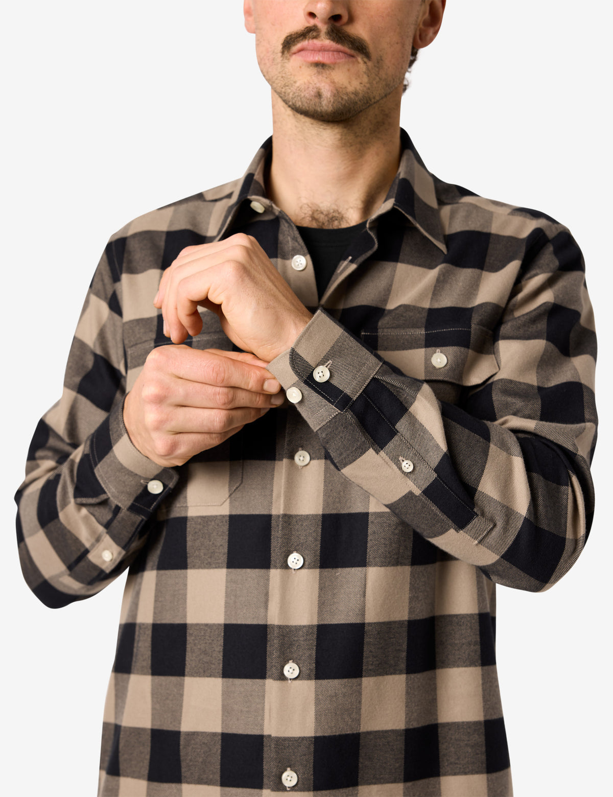 FHB Arbeitshemd Flannelhemd Horst Beige/Schwarz 90522