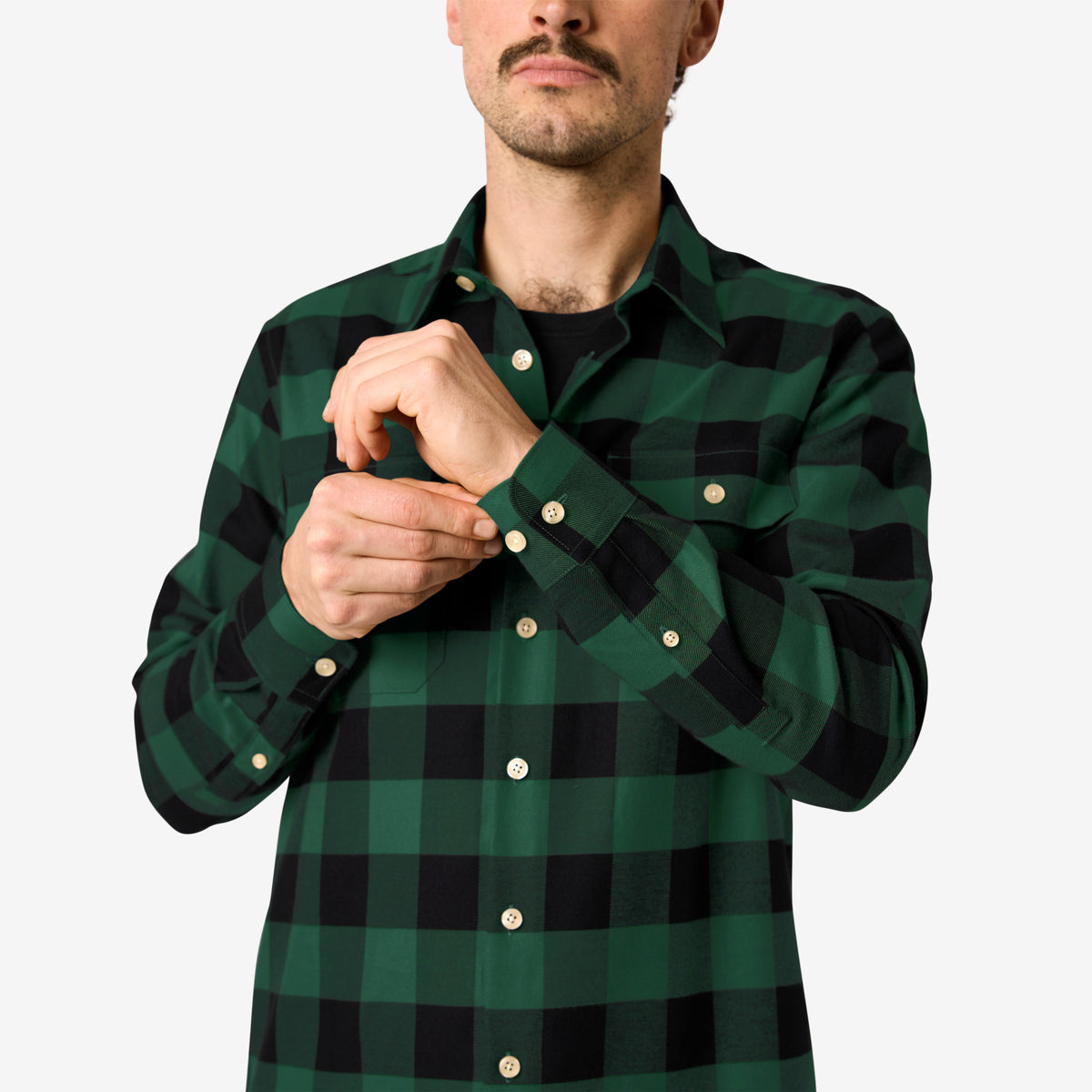 FHB Arbeitshemd Flannelhemd Horst Grün/Schwarz 90522