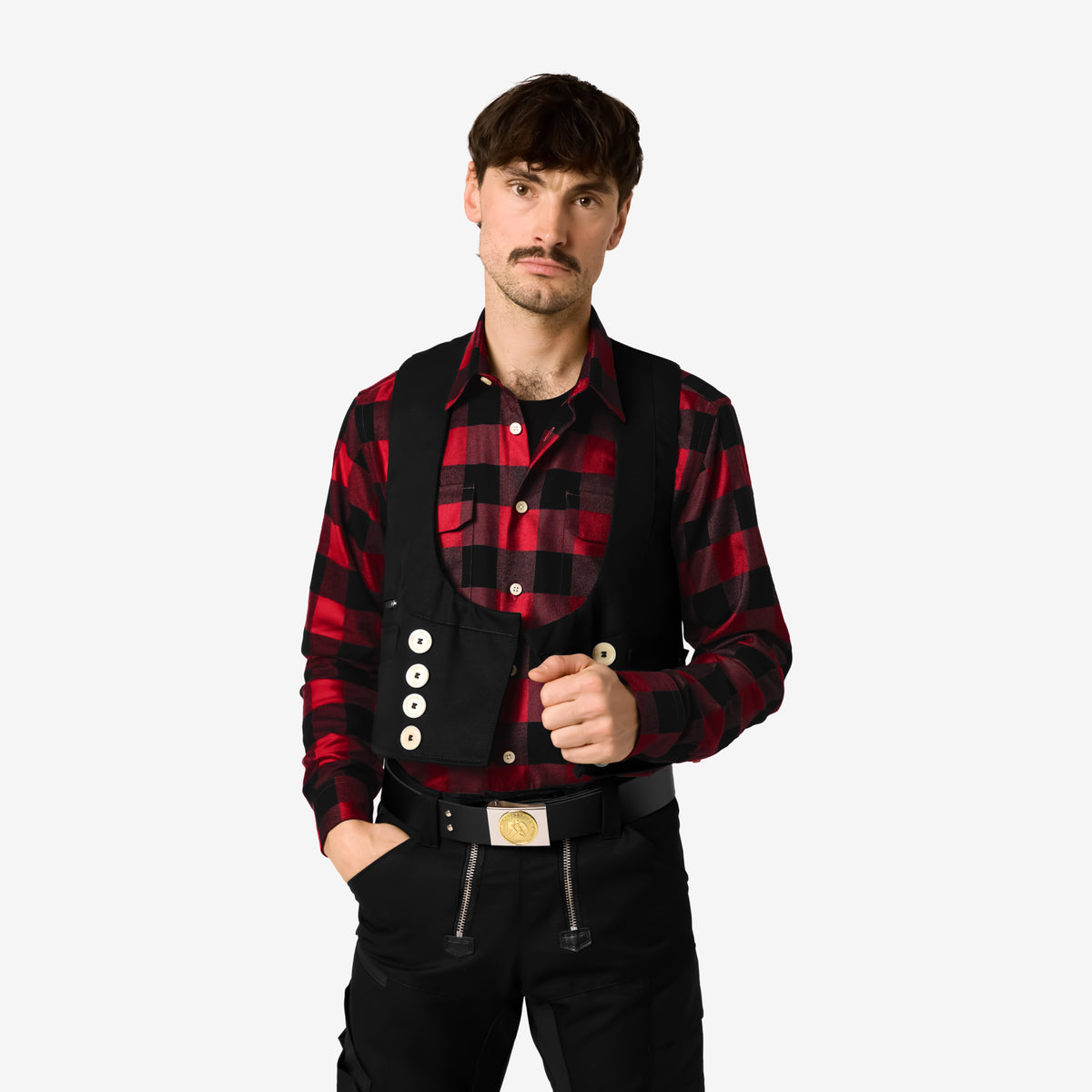 FHB Arbeitshemd Flannelhemd Horst Rot/Schwarz 90522