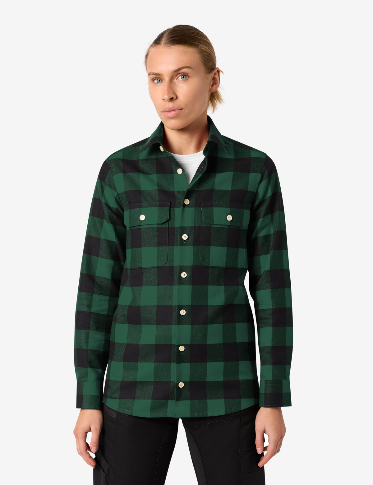 FHB Arbeitshemd Flannelhemd Horst Grün/Schwarz 90522