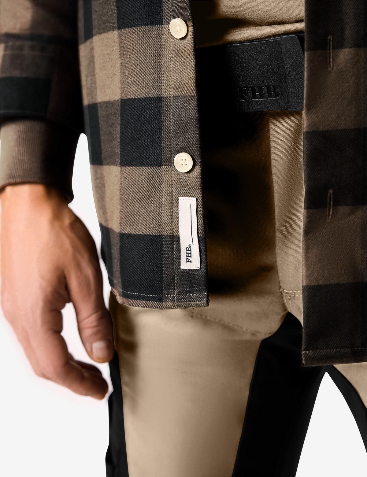 FHB Arbeitshemd Flannelhemd Horst Beige/Schwarz 90522