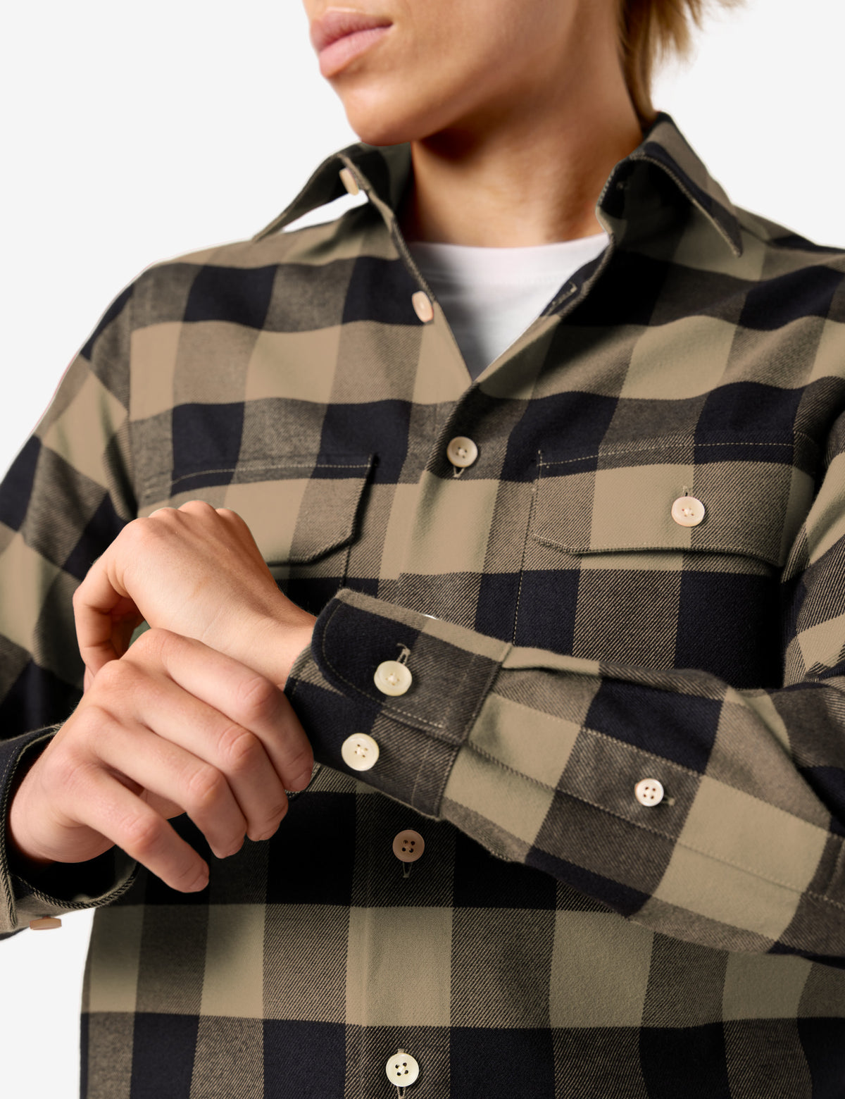 FHB Arbeitshemd Flannelhemd Horst Beige/Schwarz 90522