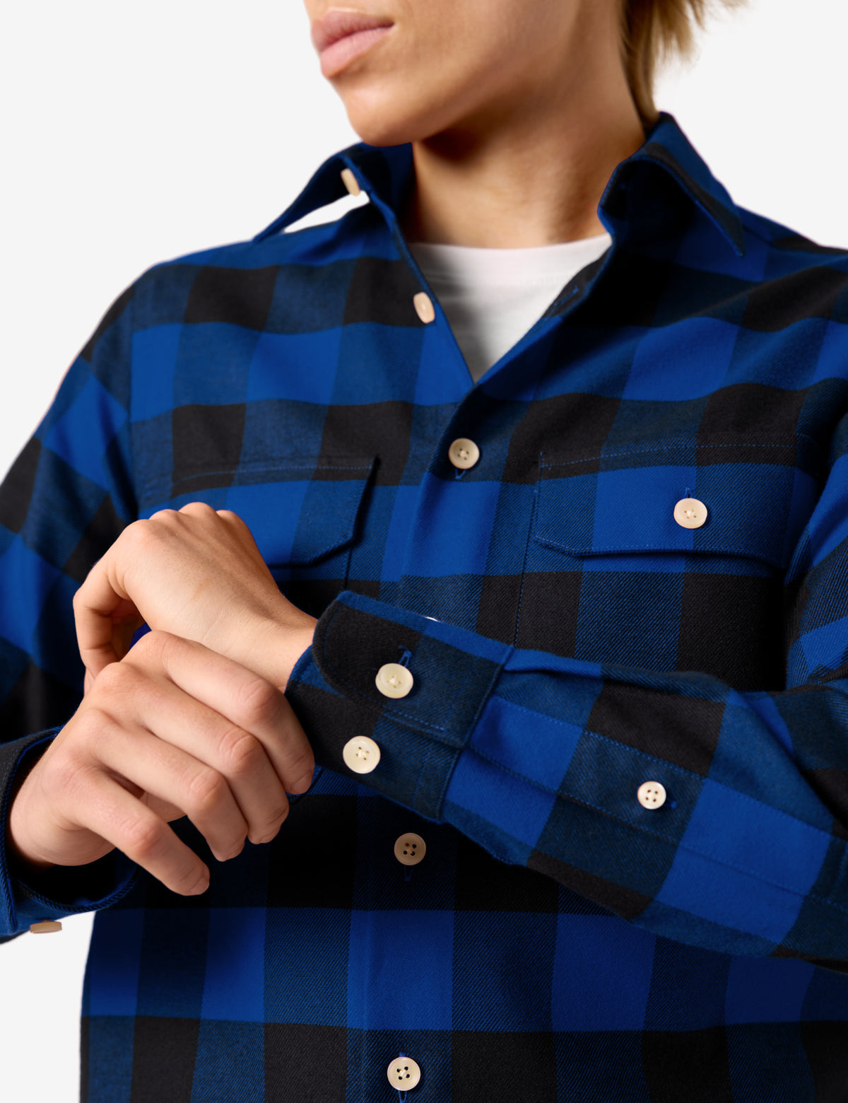FHB Arbeitshemd Flannelhemd Horst Royalblau/Schwarz 90522