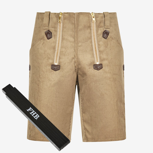 FHB Hans Zunftshorts Genuacord Beige 20033 + gratis FHB Zollstock Xaver