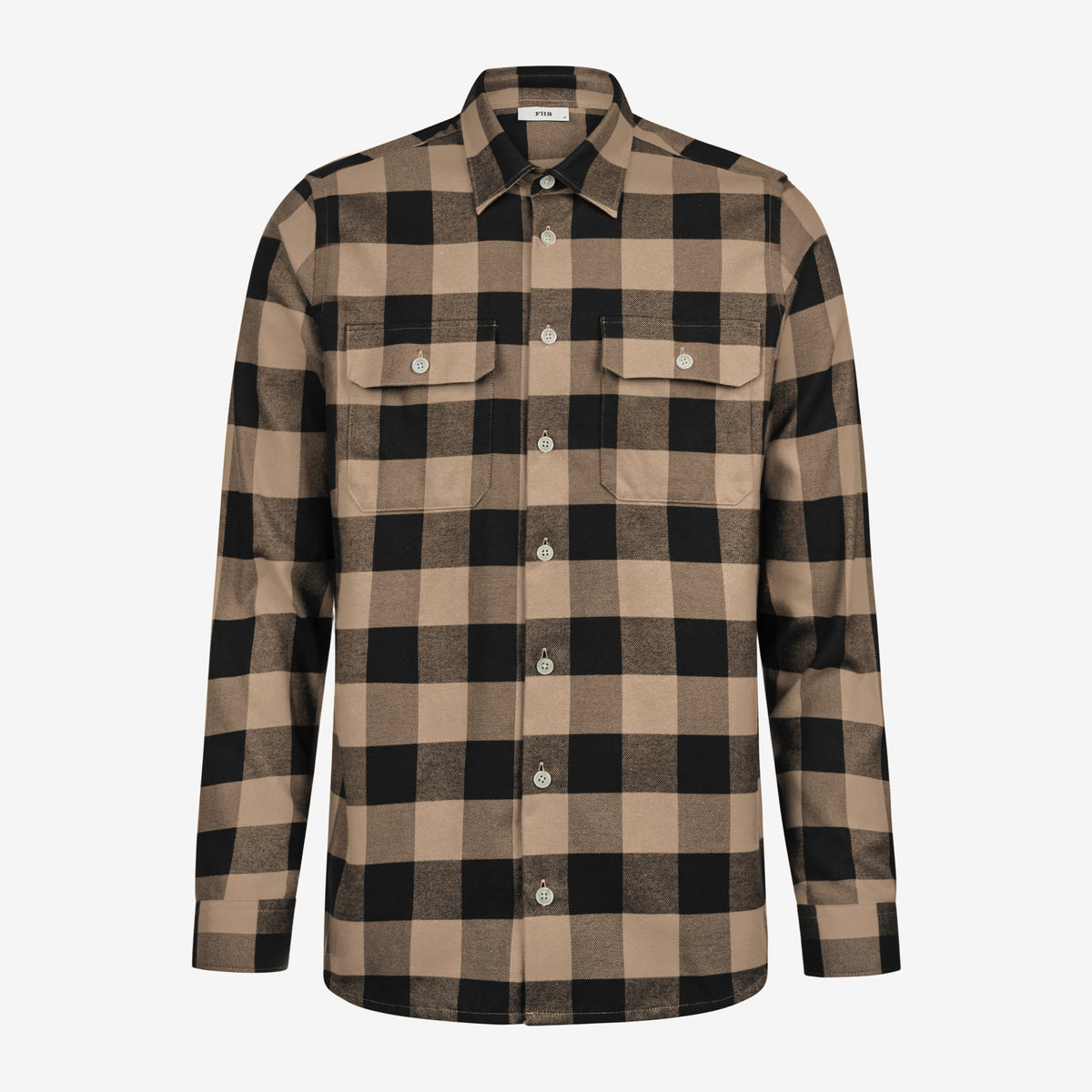 FHB Arbeitshemd Flannelhemd Horst Beige/Schwarz 90522