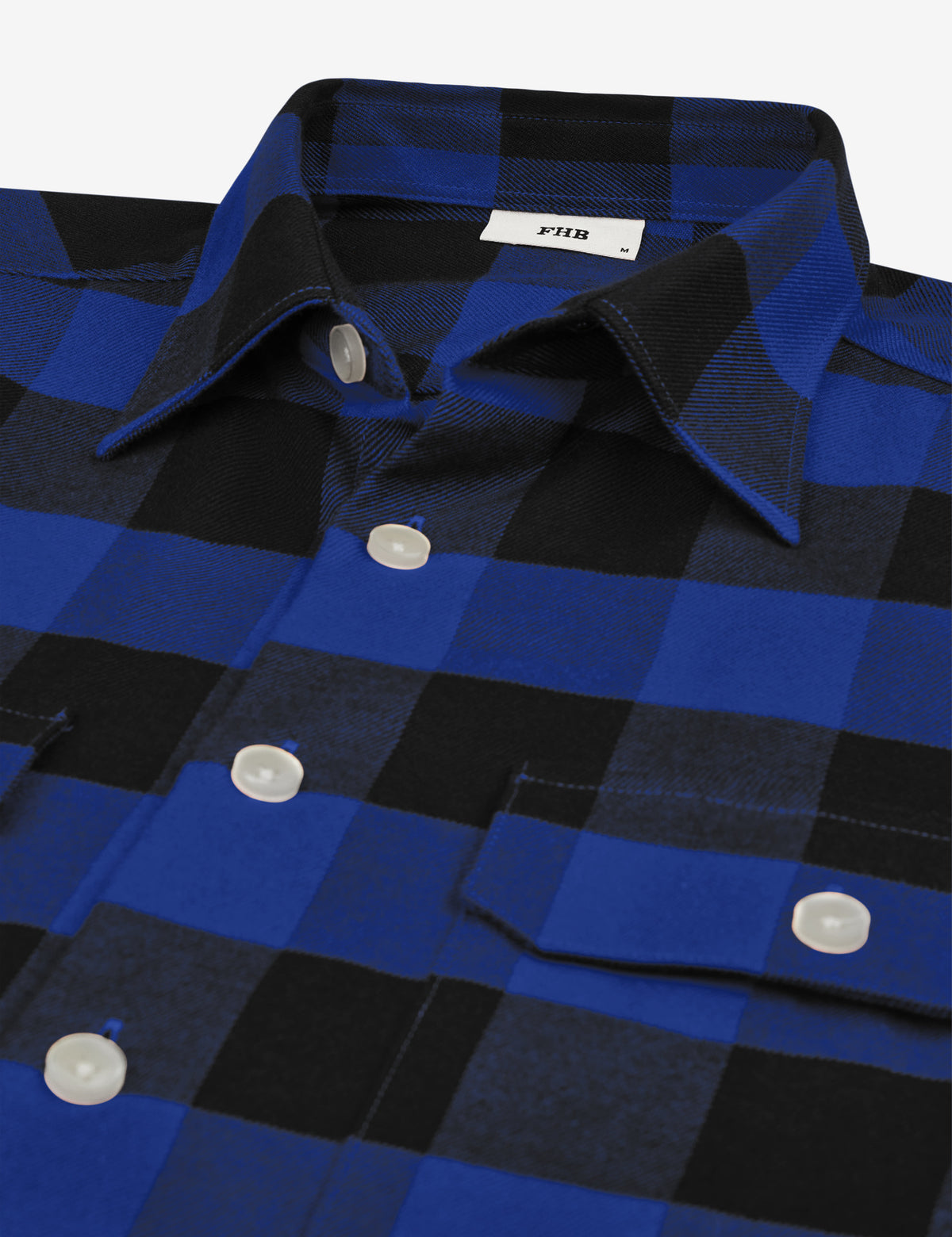FHB Arbeitshemd Flannelhemd Horst Royalblau/Schwarz 90522