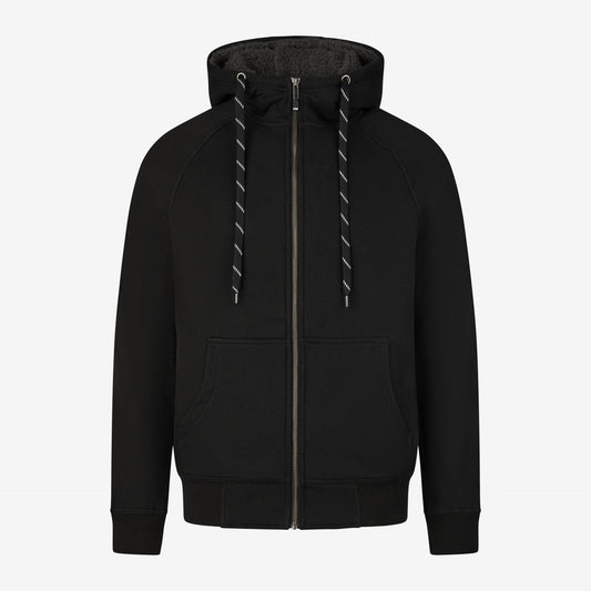 FHB Jörg Sweater-Jacke mit Kapuze und Webpelz Schwarz 79293
