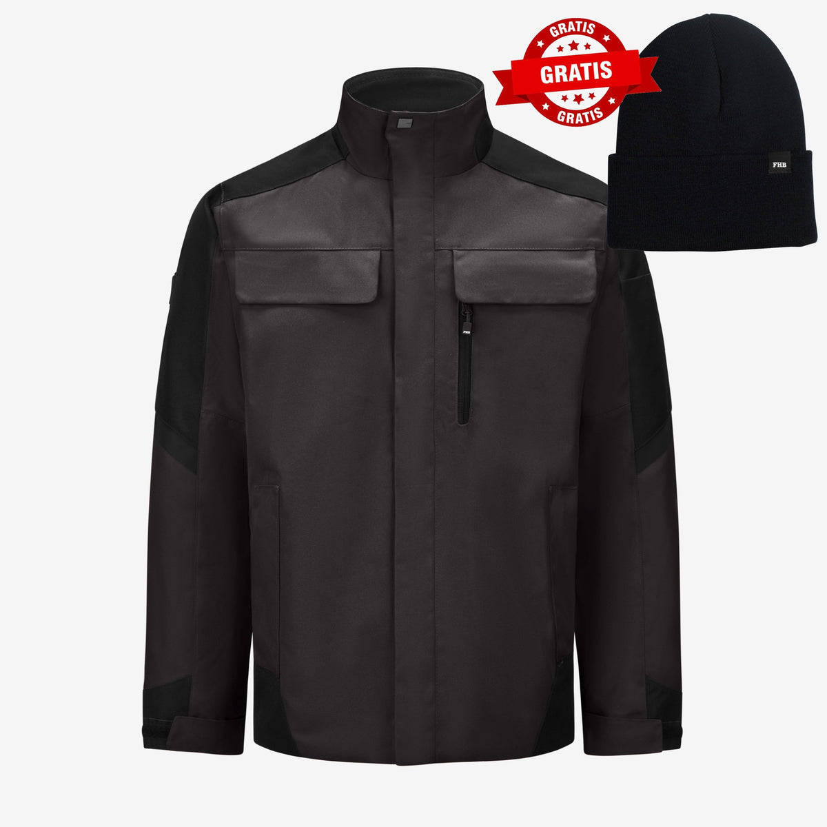 FHB Arbeitsjacke Lars Winterjacke Anthrazit/Schwarz 19035 + gratis FHB Wintermütze