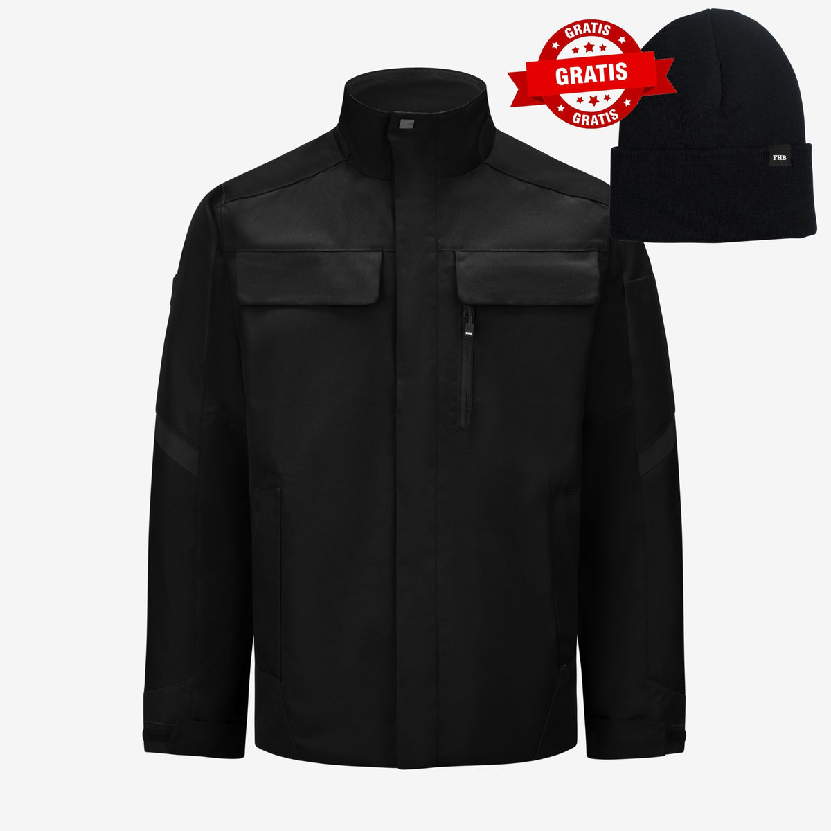 FHB Arbeitsjacke Lars Winterjacke Schwarz 19035 + gratis FHB Wintermütze