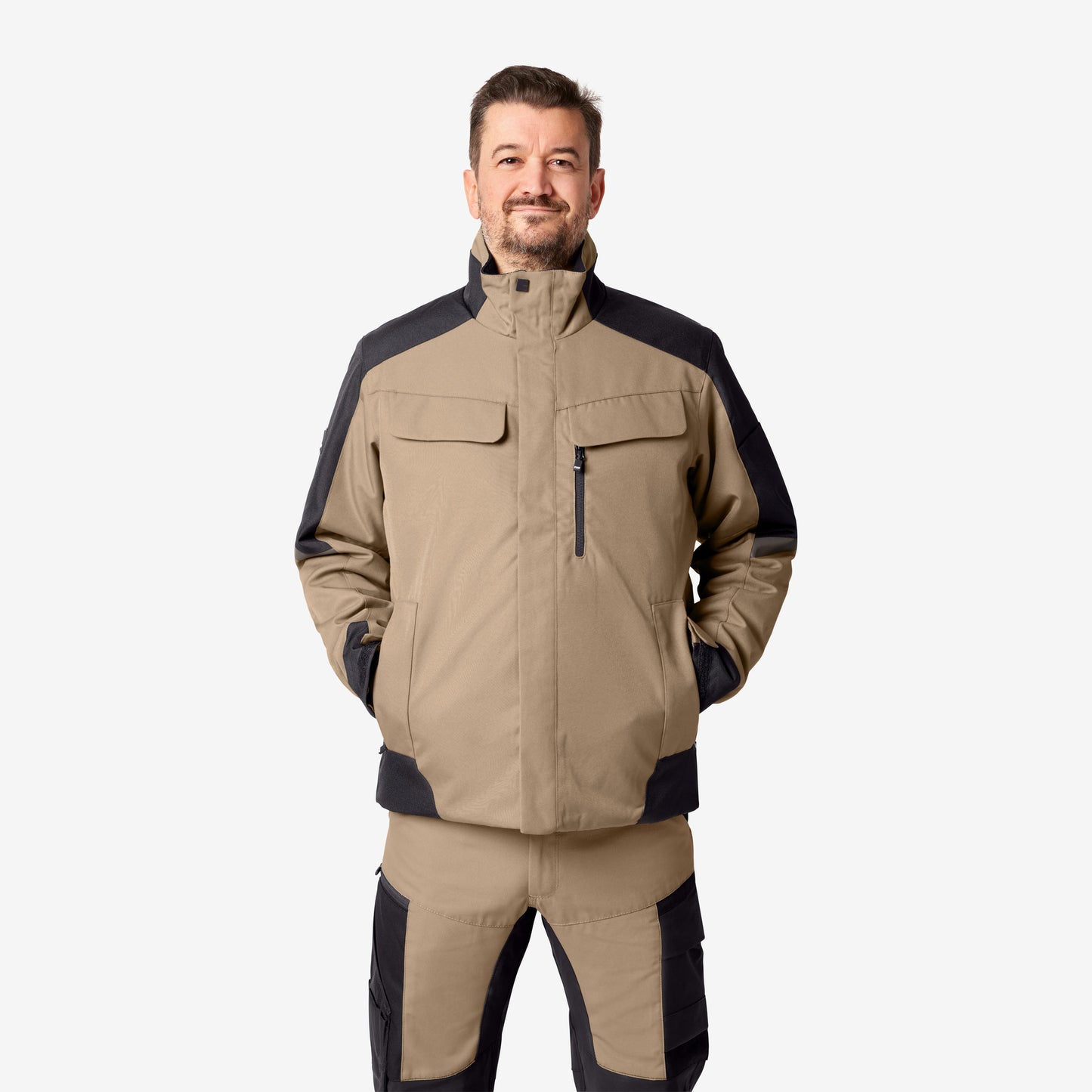 FHB Lars Arbeitsjacke Winter Beige/Schwarz 19035
