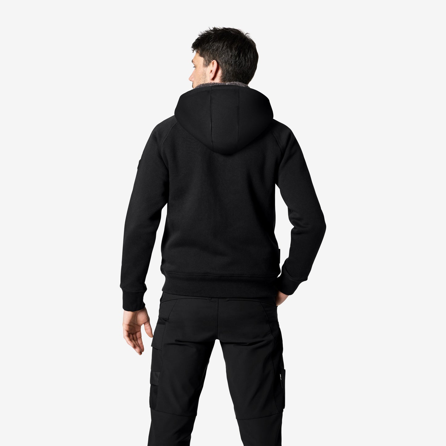 FHB Jörg Sweater-Jacke mit Kapuze und Webpelz Schwarz 79293