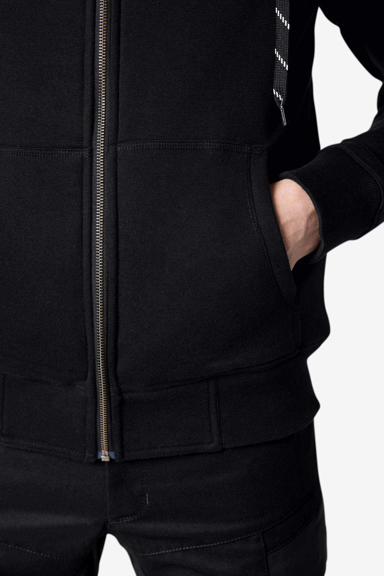 FHB Jörg Sweater-Jacke mit Kapuze und Webpelz Schwarz 79293