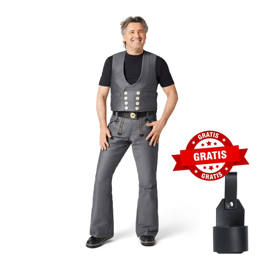 FHB Ingo Zunfthose Zwirn-Doppel-Pilot Grau 70004 + gratis FHB Hammerschlaufe Kilian
