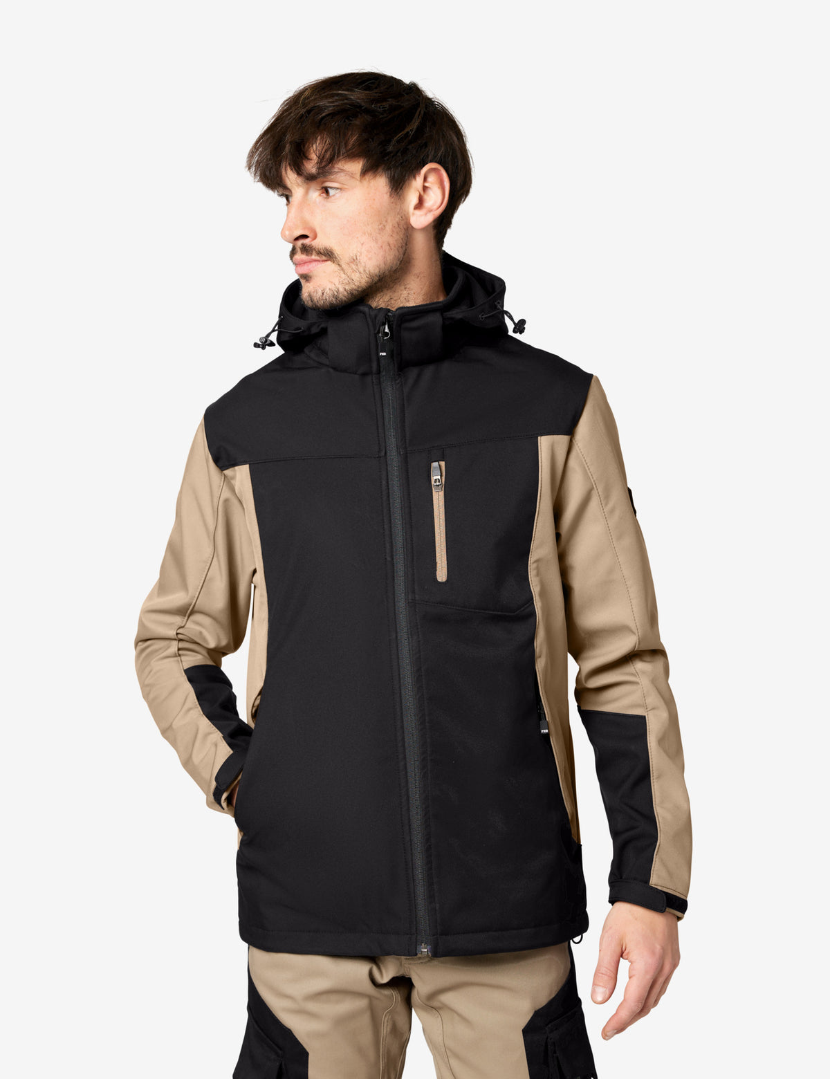 FHB Softshelljacke Jannik Allwetterjacke Beige/Schwarz 79105