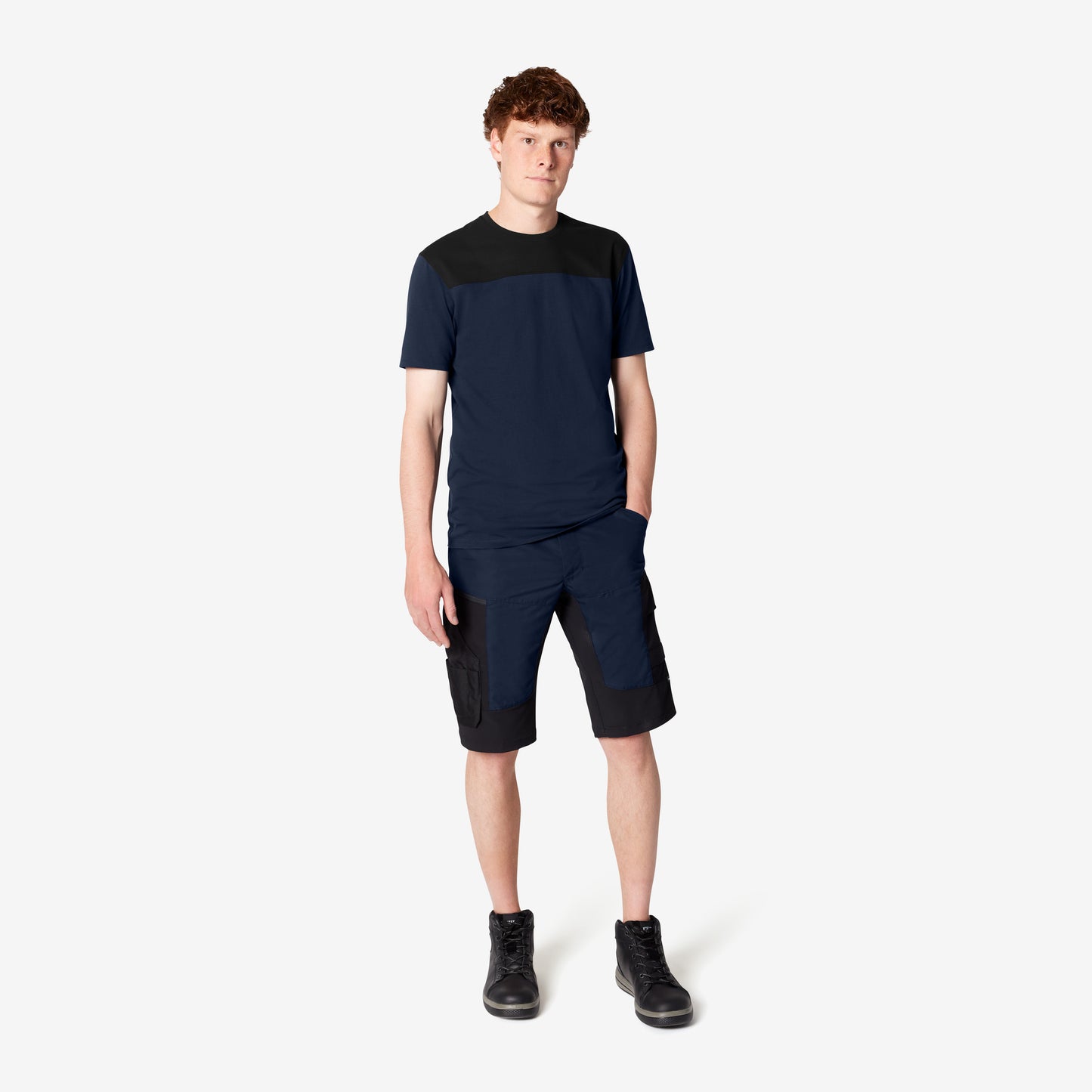FHB Kim Stretch Bermuda Arbeitshorts Navy/Schwarz 125200 + gratis Zimmermannsbleistift