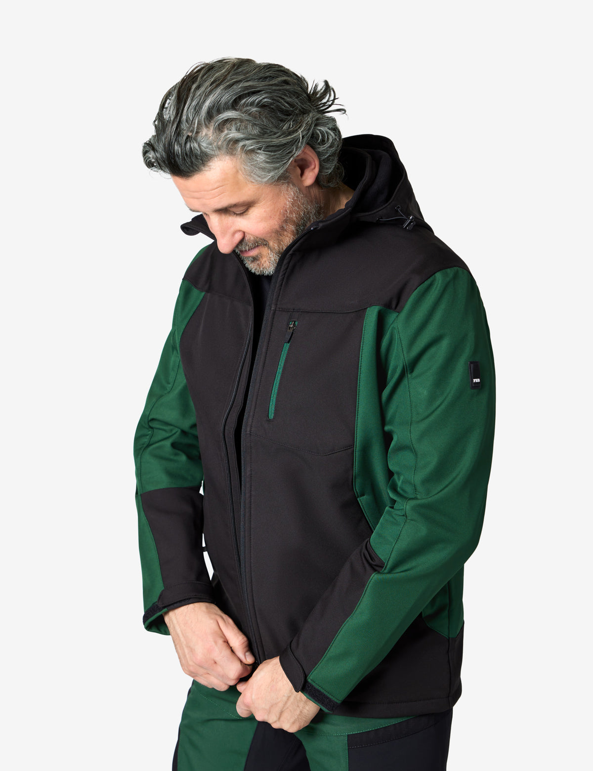 FHB Softshelljacke Jannik Allwetterjacke Grün/Schwarz 79105