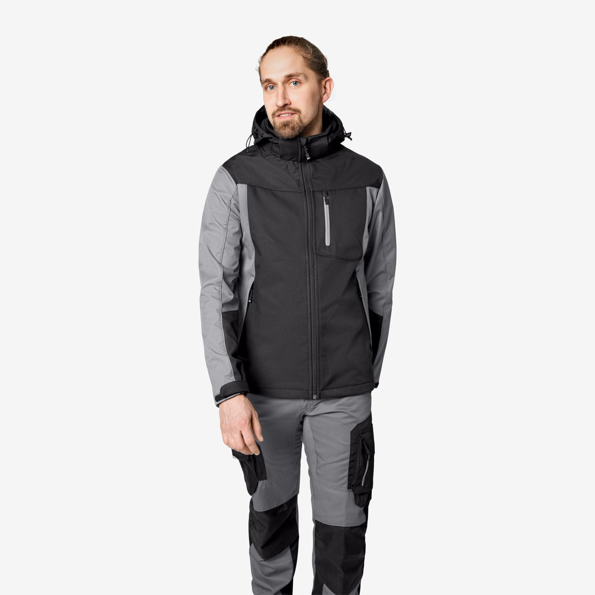 FHB Softshelljacke Jannik Allwetterjacke Grau/Schwarz 79105