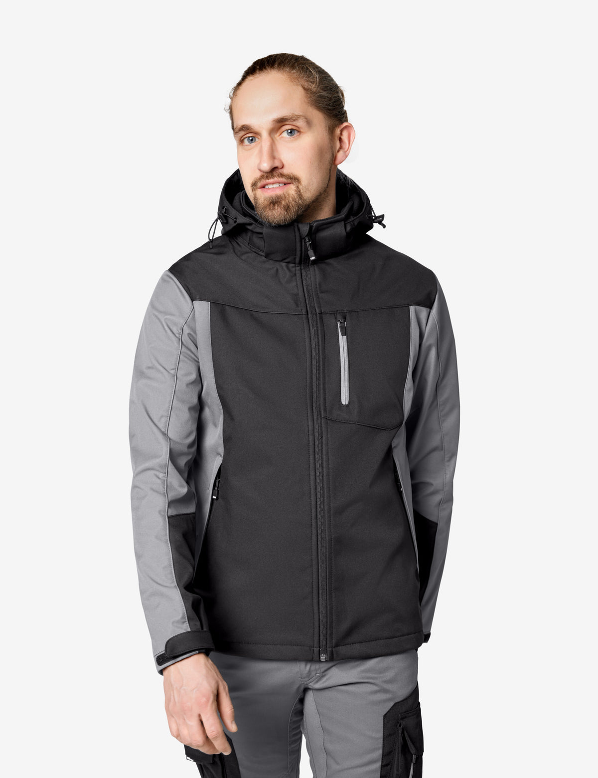 FHB Softshelljacke Jannik Allwetterjacke Grau/Schwarz 79105