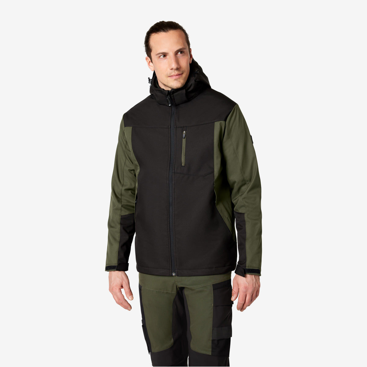 FHB Softshelljacke Jannik Allwetterjacke Oliv/Schwarz 79105