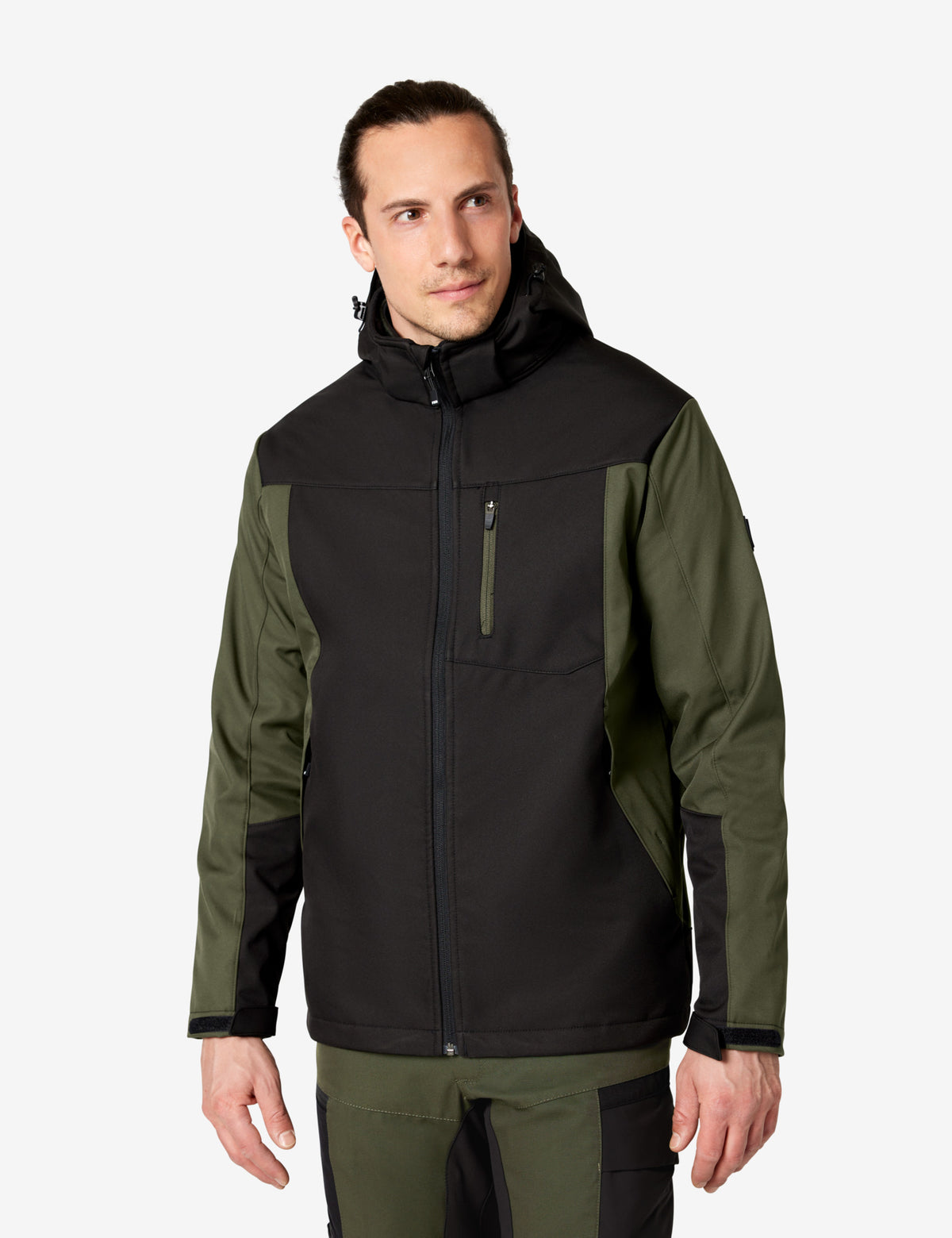 FHB Softshelljacke Jannik Allwetterjacke Oliv/Schwarz 79105