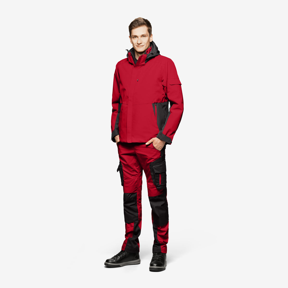 FHB Winterjacke Georg Primaloft Rot/Schwarz 80101