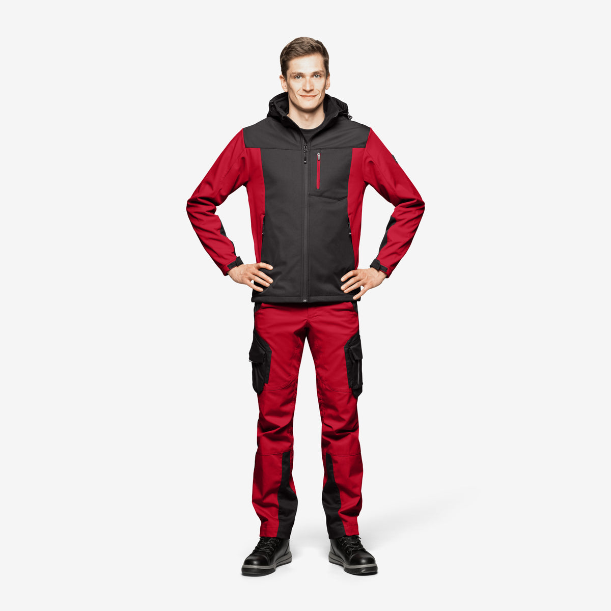 FHB Softshelljacke Jannik Allwetterjacke Rot/Schwarz 79105