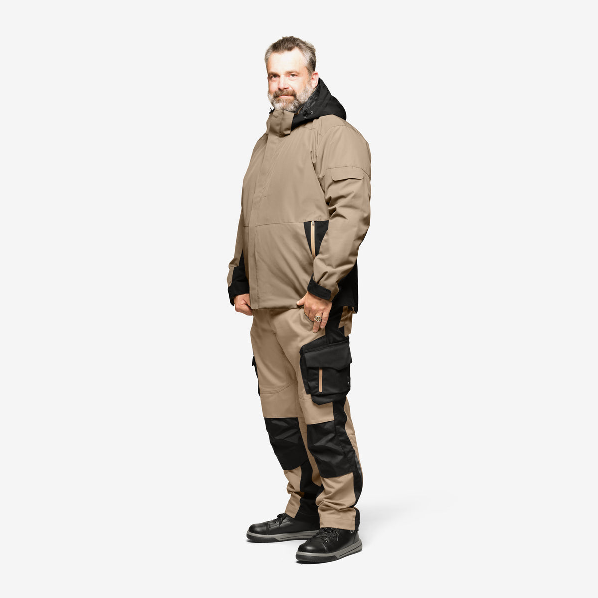 FHB Winterjacke Georg Primaloft Beige/Schwarz 80101