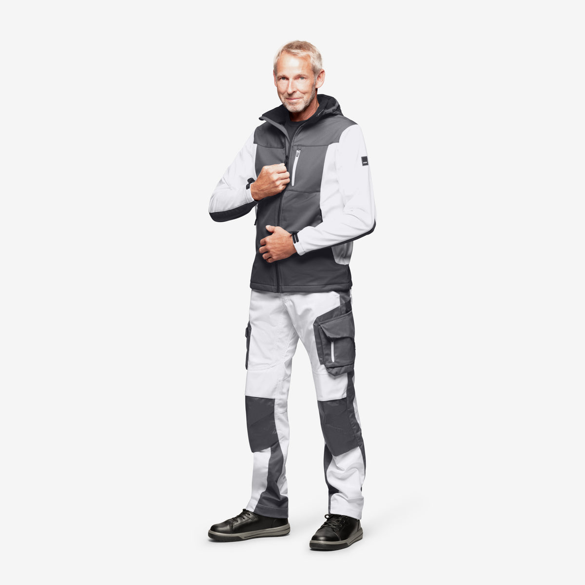 FHB Softshelljacke Jannik Allwetterjacke Weiß/Anthrazit 79105
