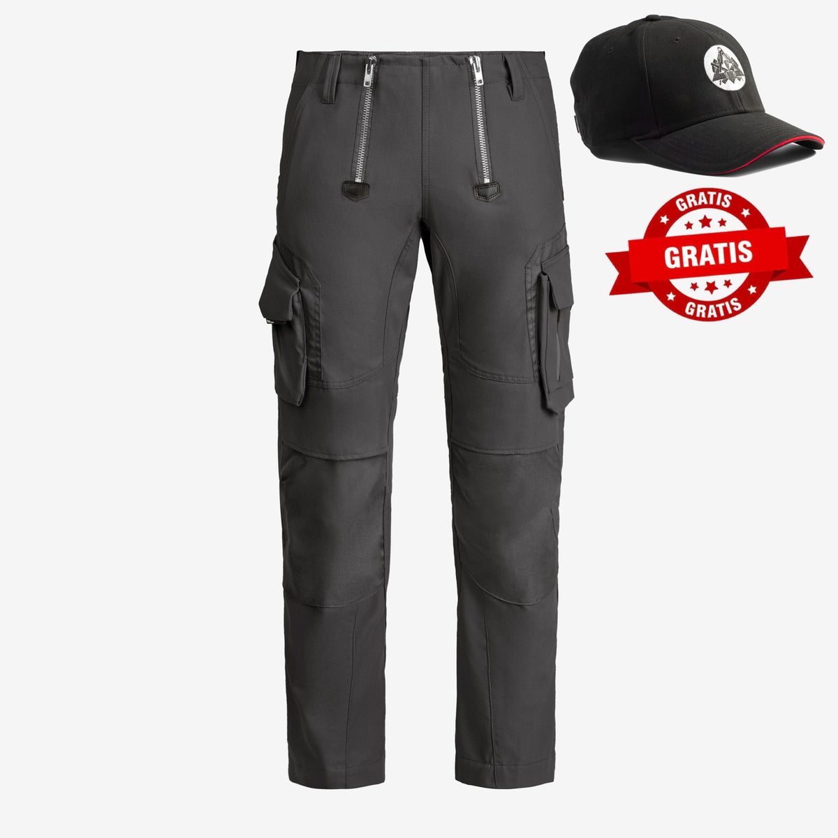 FHB Zunfthose Sebastian Anthrazit 11011 + FHB Maurer Cap