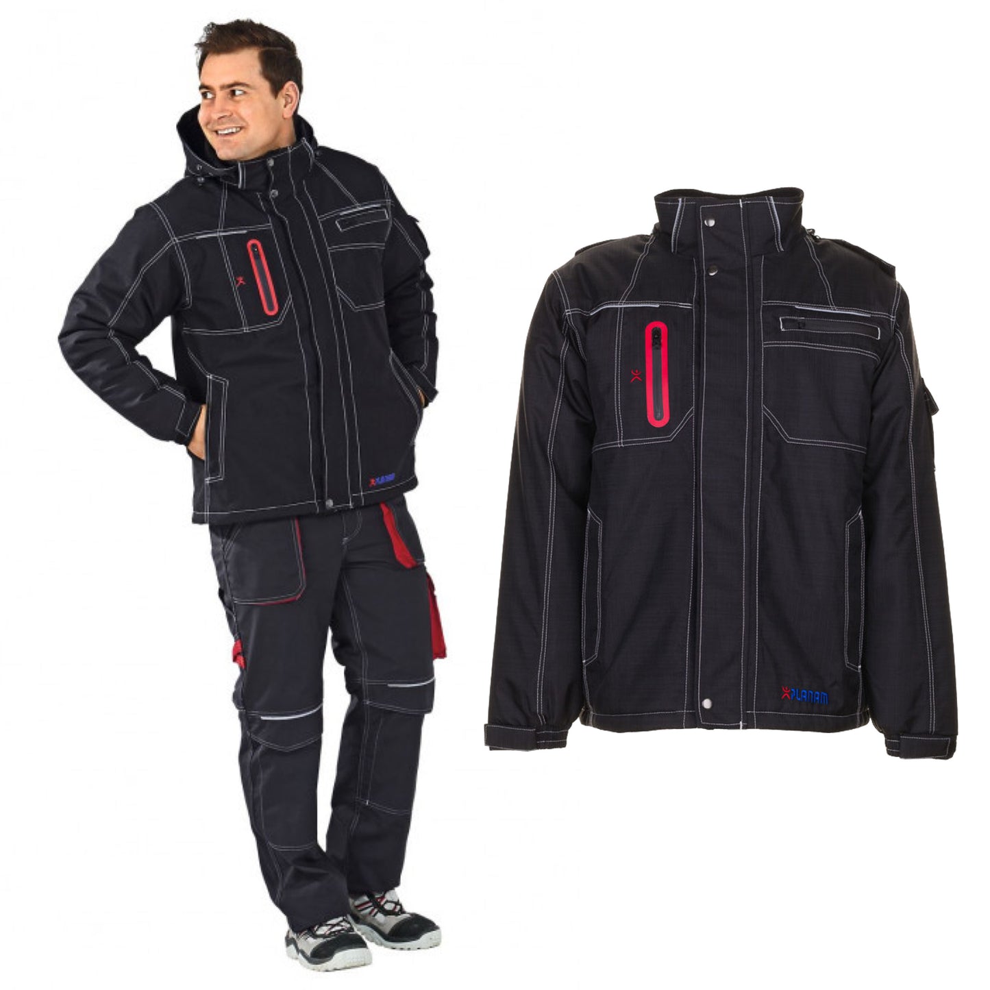 Planam Basalt Winterjacke Winddicht Wasserdicht Schwarz 3390