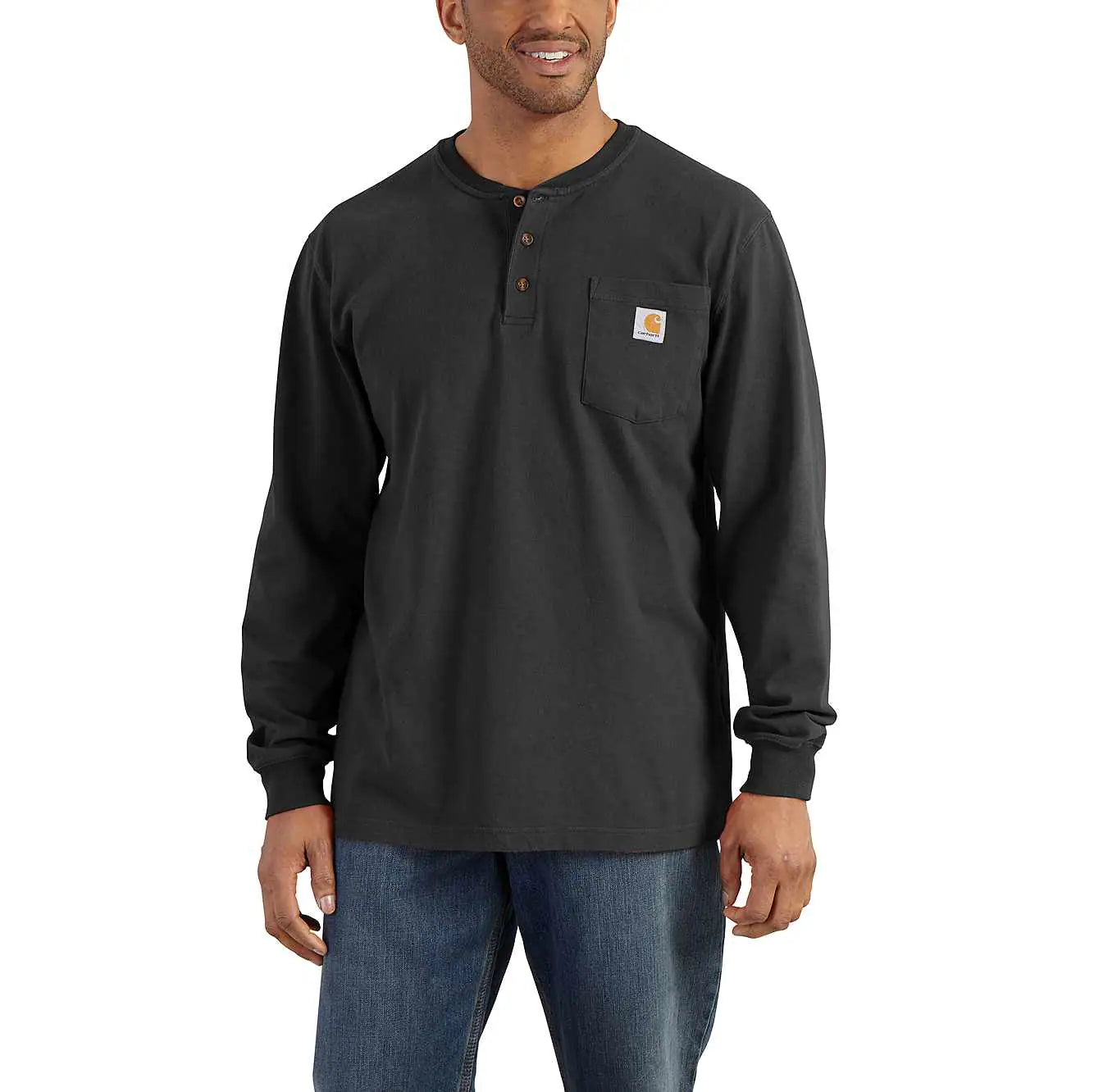 Carhartt Long-Sleeve Pocket Henley T-Shirt Langarmshirt mit Knopfleiste K128