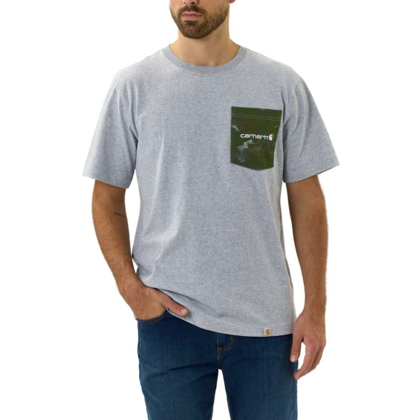 Carhartt Pocket T-Shirt mit Camo Muster Hellgrau 105352